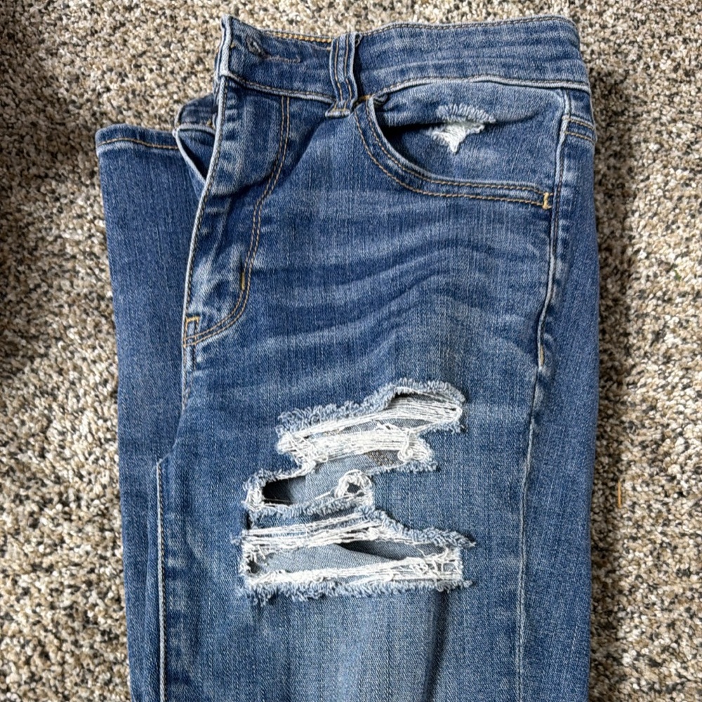 American Eagle Outfitters Ripped Blue Skinny Jeans